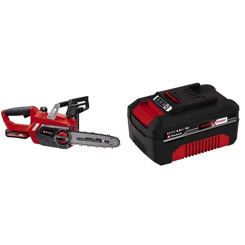 Einhell GE-LC 18/25 Li Power X-Change 18V Cordless Chainsaw with Battery and Fast Charger & Power X-Change 18V, 4.0Ah Lithium-Ion Battery
