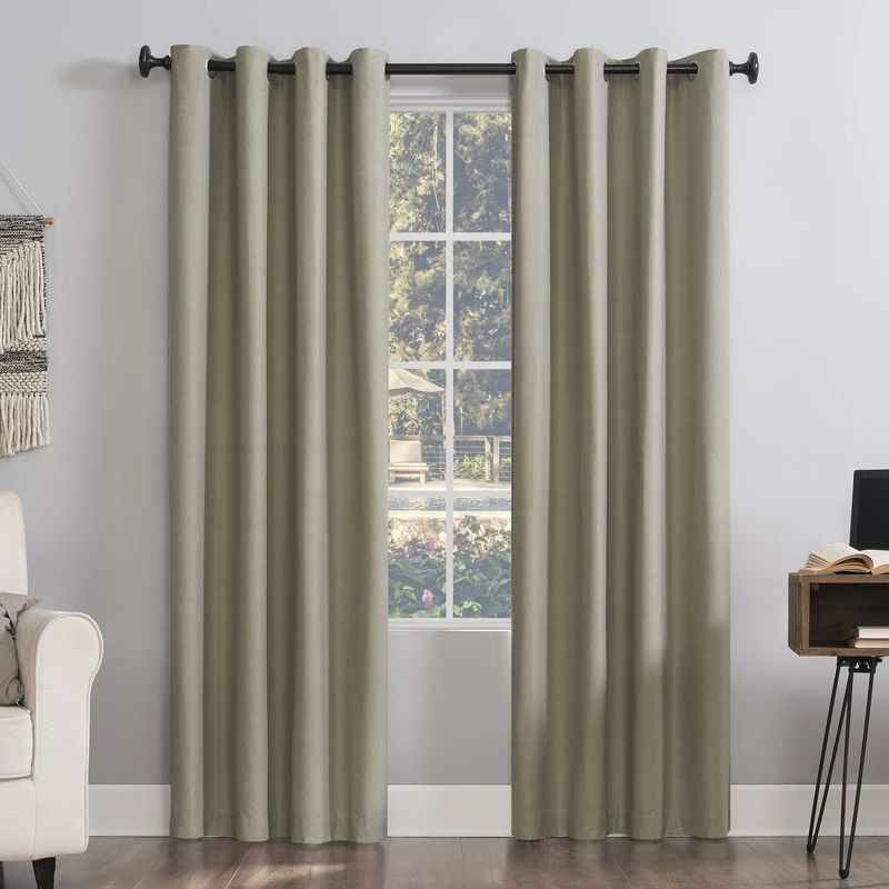 Sun Zero Columbia 2-Pack Thermal Energy Saving 100% Blackout Grommet Curtain Panel Pair, 50" x 84", Stone