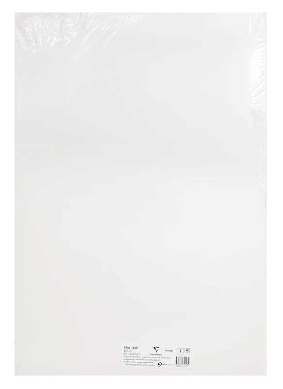 Clairefontaine - Ref 975243C - Grained Drawing Paper (Pack of Pack Of 100 Sheets) - A2 (59.4 x 42cm) Size, 180gsm Paper, Acid Free - Light Grain Side & Heavy Grain Side - White
