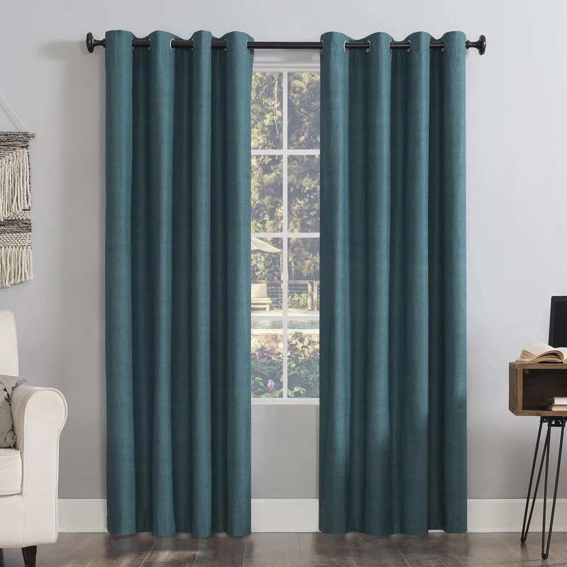 Sun Zero Columbia 2-Pack Thermal Energy Saving 100% Blackout Grommet Curtain Panel Pair, 50" x 63", Teal