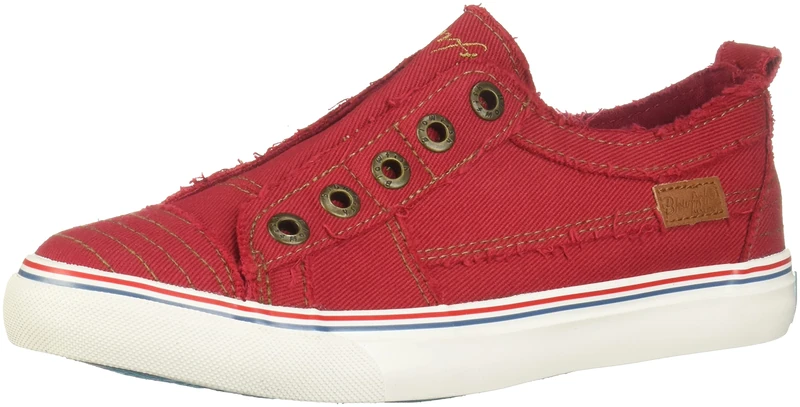 Blowfish Malibu Women's Play Slip On Sneaker, Jester Red Hipster Smoked Twill, 8