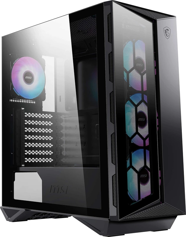 MSI MPG GUNGNIR 110R - 'G110R' Mid Tower Gaming Computer Case, Black, USB 3.2 Gen2 Type C, 4x 120 mm ARGB Fan, Mystic Light Sync, 1 to 6 ARGB Control Board, Tempered Glass Panel, ATX, mATX, Mini-ITX