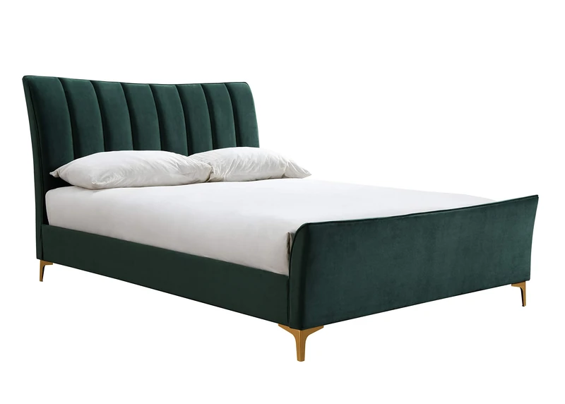 135cm Clover Fabric Bed Green Velvet