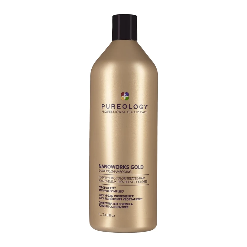 Pureology Nanoworks Gold, Shampoo, For Fine, Very Dry, Colour-Treated Hair, Renews Softness And Shine, Vegan Formulas, Sulphate Free, 1000ml