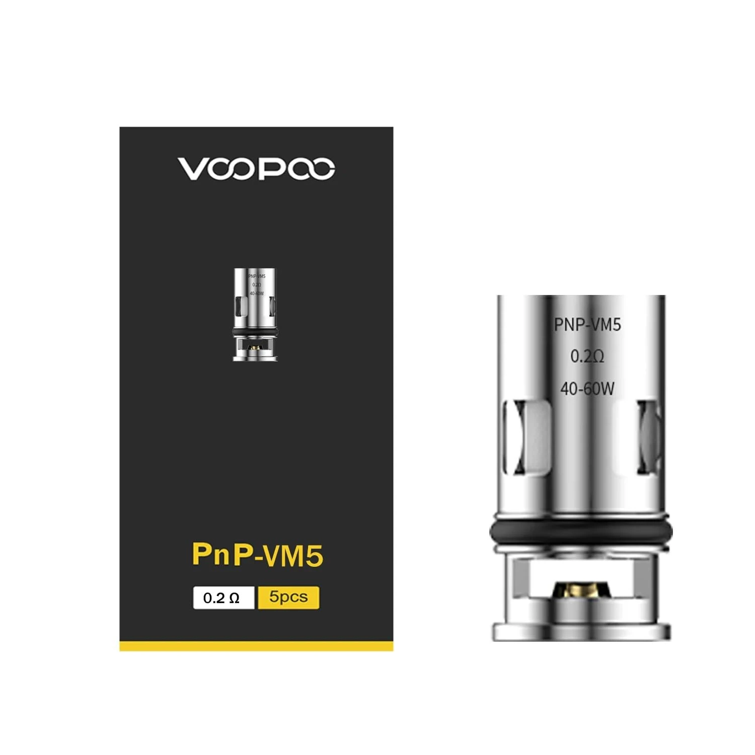 VooPoo PnP Replacement Mesh Coil, VM5, 0.2ohm, Atomizer Head for Drag X Kit, Drag S Kit, Argus Kit, Argus Pro Kit, PnP POD Tank, Pack of 5, No Nicotine