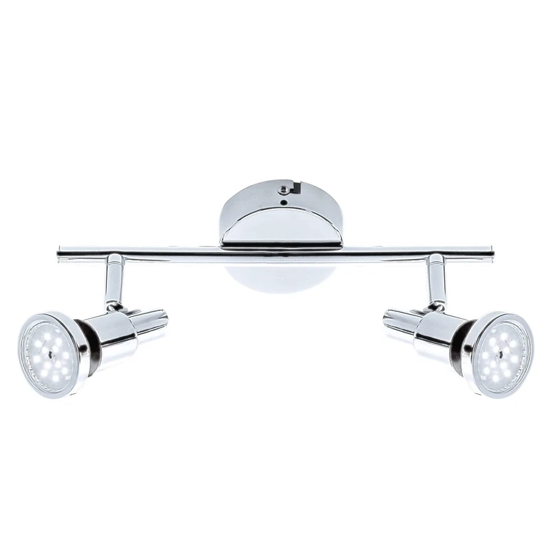 Briloner Leuchten - LED spotlight, ceiling light, bathroom light, IP44, spotlight can be rotated and swivelled, 2x GU10, 8 Watt, 800 Lumen, 3,000 Kelvin, chrome, 275 x 80 x 123 mm (L x W x H), 2992-028