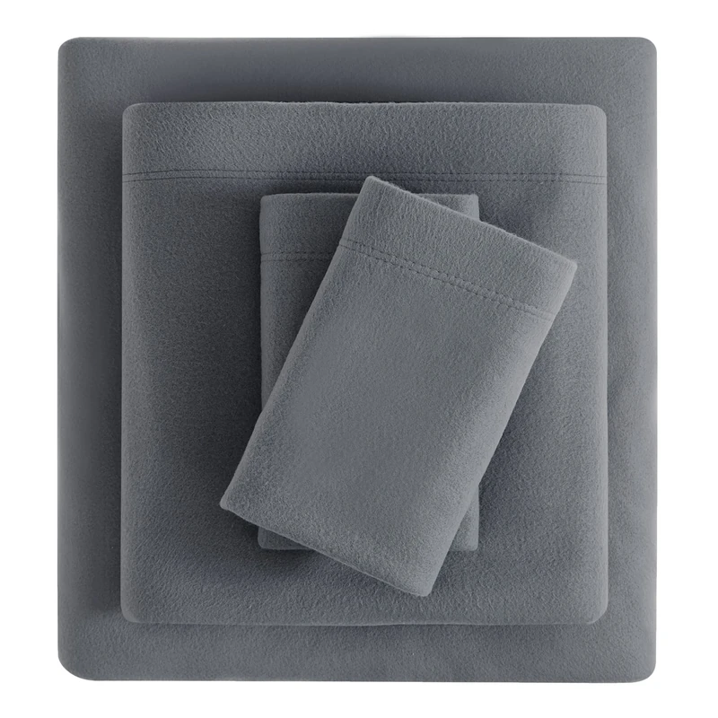 Viviland Plush Micro Fleece Full Bed Sheet Set - Soft Polar Fleece Velvet Sheets - Extra Warm Winter Flannel Bed Sheets with Deep Pocket - Dark Gray - Full