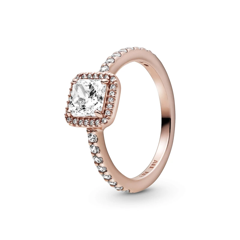 Pandora Timeless Elegance 14k Rose gold-plated ring with clear cubic zirconia, 54