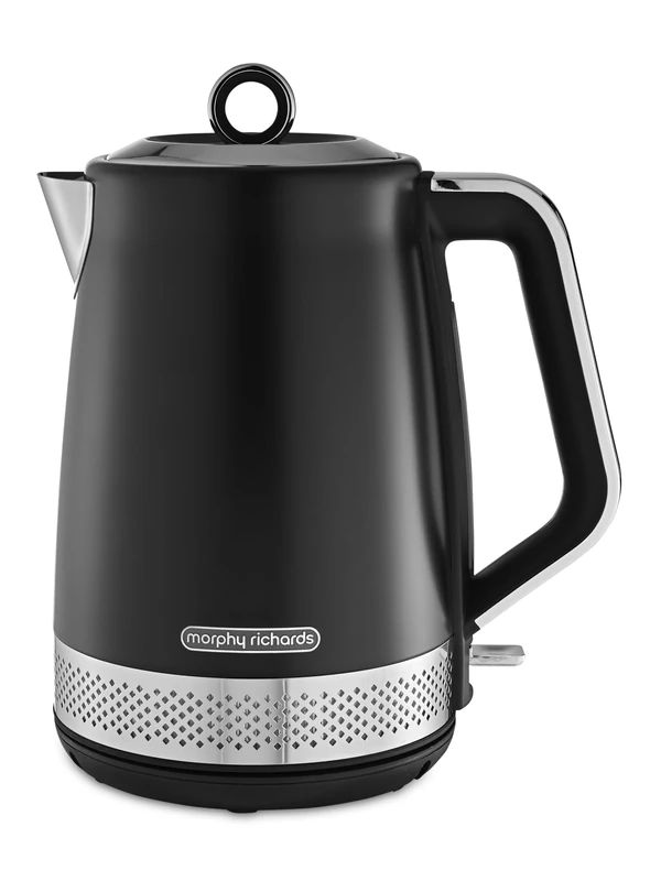 Morphy Richards Illumination 1.7L Jug Kettle, Rapid Boil, Boil Dry Protection, Pull off Lid, Limescale Filter, Easy View Window, 360 Cordless Base, Stainless Steel, Black, 108020