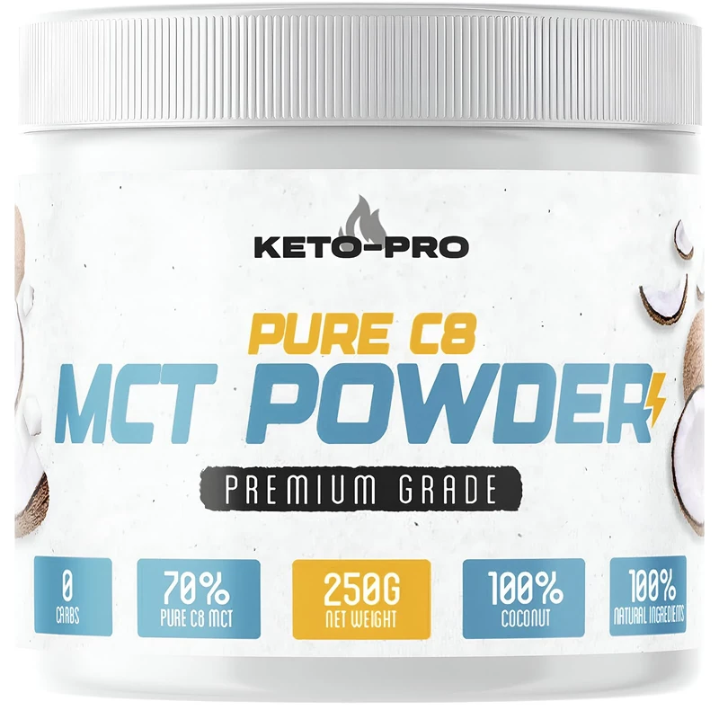 Keto-Pro MCT Powder 250g | Most Ketogenic of All MCT's | Purest, Premium C8 Keto Creamer Ideal in Coffee | Suitable for Paleo & Vegan Diets | Gluten & Palm Oil Free | Pure Caprylic Acid