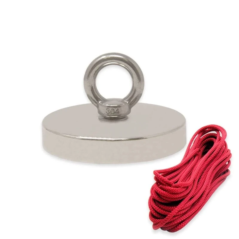 N42 Neodymium Pot Magnet with M12 Eyebolt and 10m Rope for Magnet Fishing, Recovery and Treasure Hunting - 116mm dia x 20mm - 400kg Pull - Pack of 1