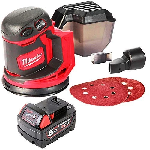 Milwaukee M18BOS125 18V Random Orbital Sander 125mm with 1 x 5.0Ah Battery