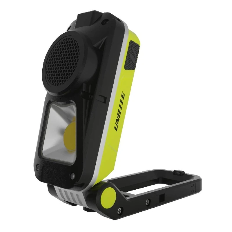 Unilite SP-750 USB Rechargeable High Power LED Folding Portable Work Task Light with Bluetooth Speaker | 750 Lumen | Additional 300 Lumen Top Torch | Type C Fast Charge