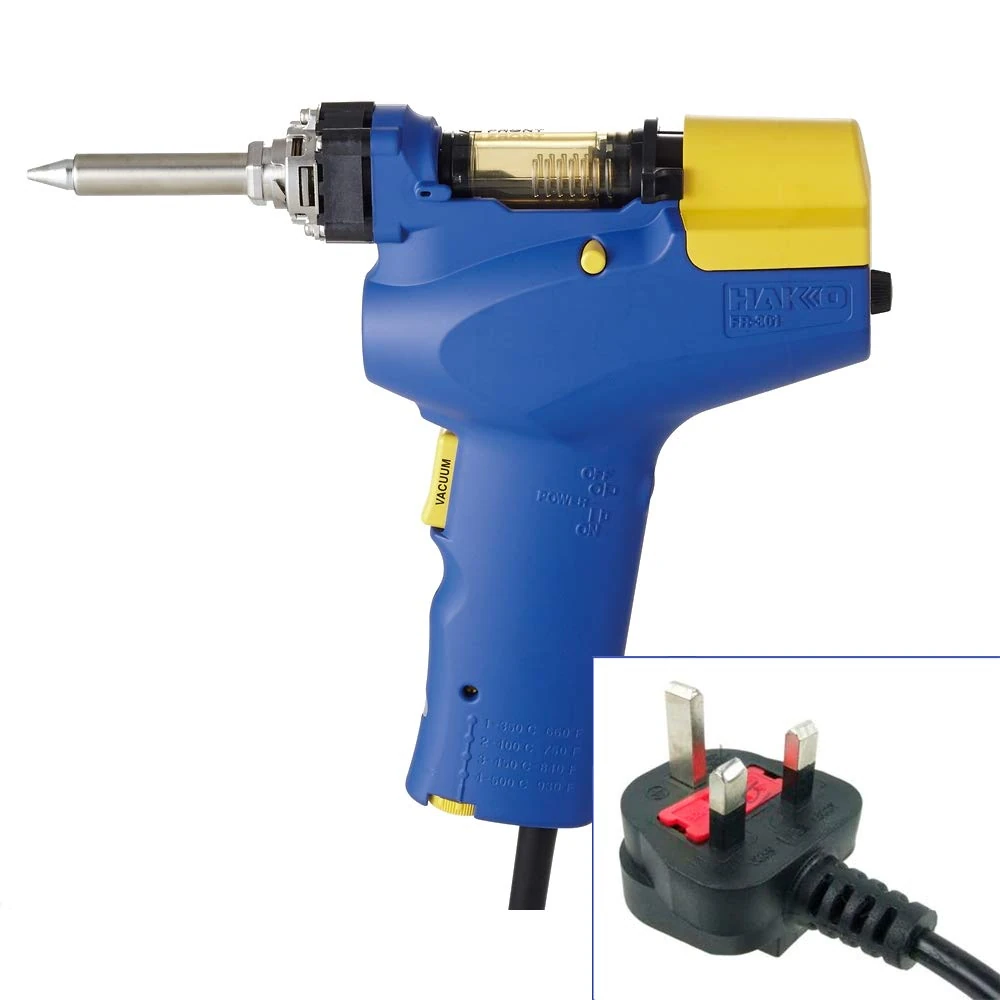 Hakko FR301 -22 Vacuum DeSoldering Pump Tool - Handheld Portable de soldering station gun with Carry Case 230V & UK Plug for electronics rework