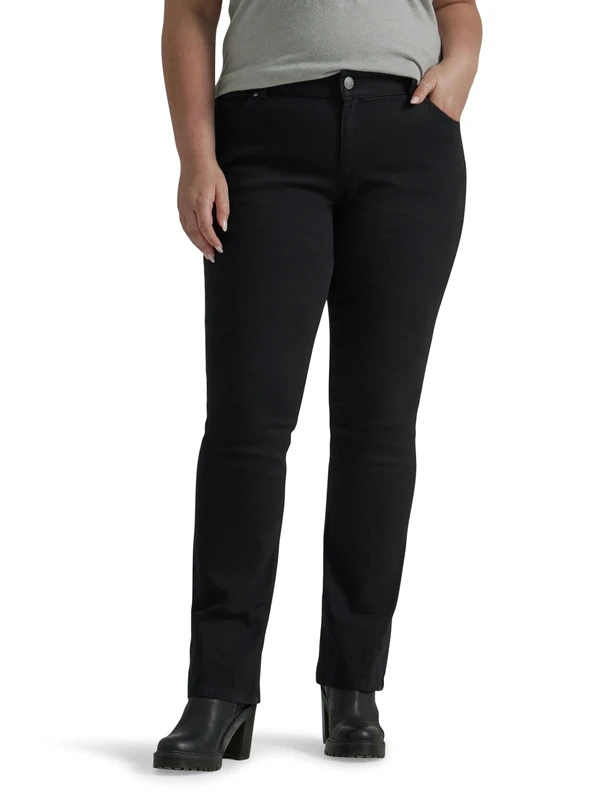 Lee Women's Regular Fit Bootcut Jean, Black, 4 Long