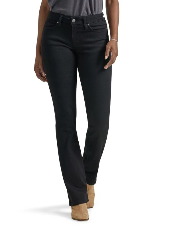 Lee Women's Regular Fit Bootcut Jean, Black, 16 Long