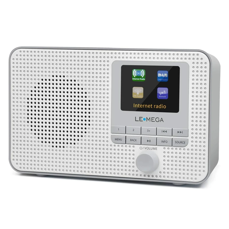 Internet Radio with DAB | Portable DAB+ Bluetooth Radio | Digital Radios Mains and Battery 12hr Play | FM,Podcast Player,Dual Alarm | 60 Presets,Headphone Jack, Colour Display | LEMEGA IR1 Grey