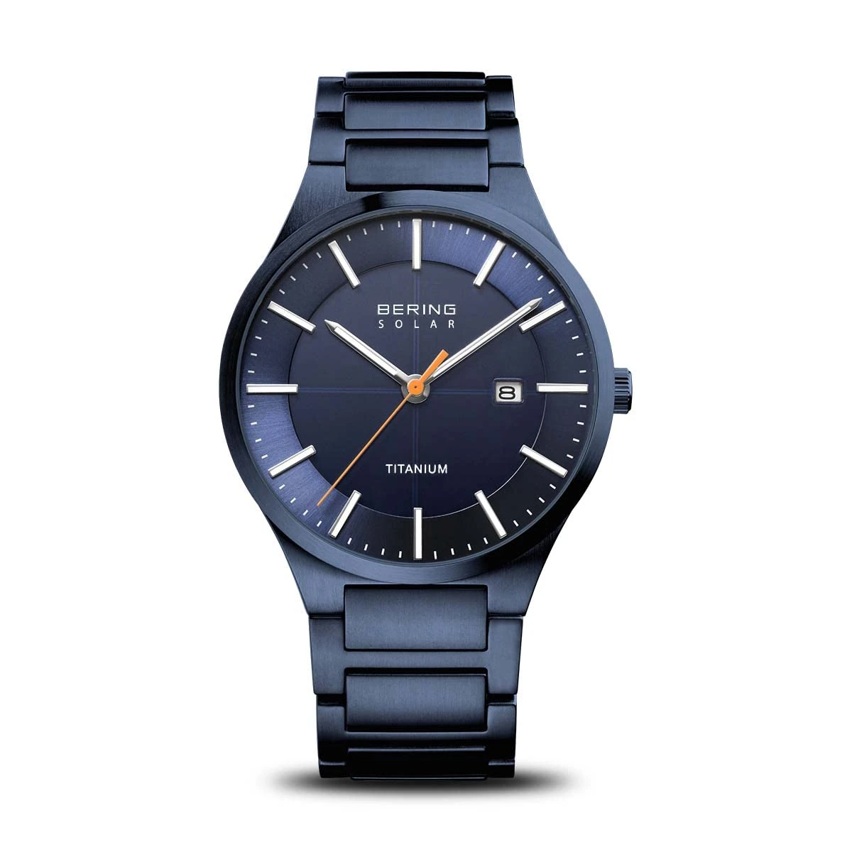 BERING Men Analog Solar Collection Watch with Titan Strap and Sapphire Crystal 15239-797, Blue, 39