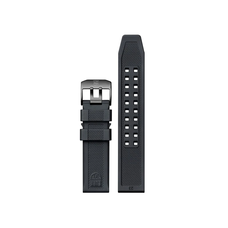 Luminox Watch Strap FPX.3050.20B.2.K - 23mm Black Rubber Watch Band with Stainless Steel Buckle for 3050 3051 3080 3081 8820 8821 8822