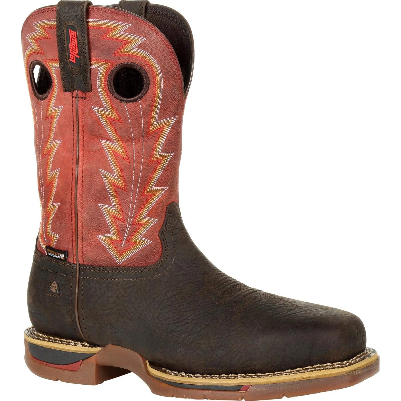 Rocky Men's Long Range Western Boot, Brown and Red, 7.5 UK