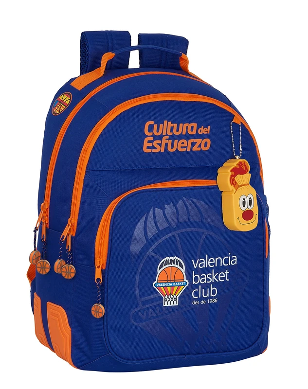 Safta School Backpack Valencia Basket, 320x150x420mm, Blue/Orange, 120x50x230 mm, Double Corner Backpack