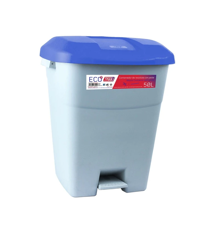 Tayg 434020 – Waste Container with Pedal, Grey Base and Blue Lid, 50 litres