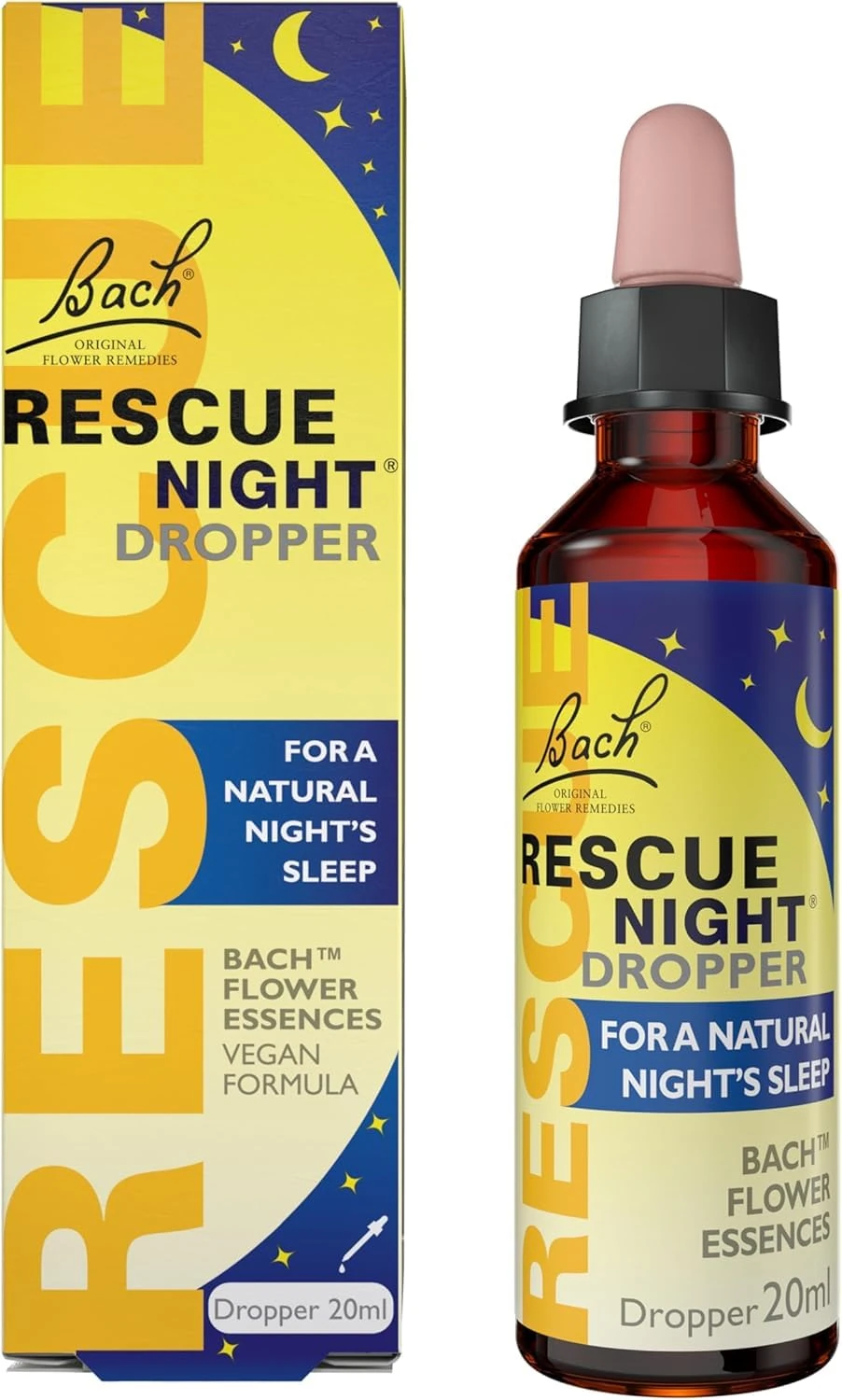 Rescue Night Dropper | Aid a Natural Night's Sleep | Bach Original Flower Essences | Easy-to-Use 20ml Dropper | Help Switch Off Repetitive Thoughts for Restful Sleep