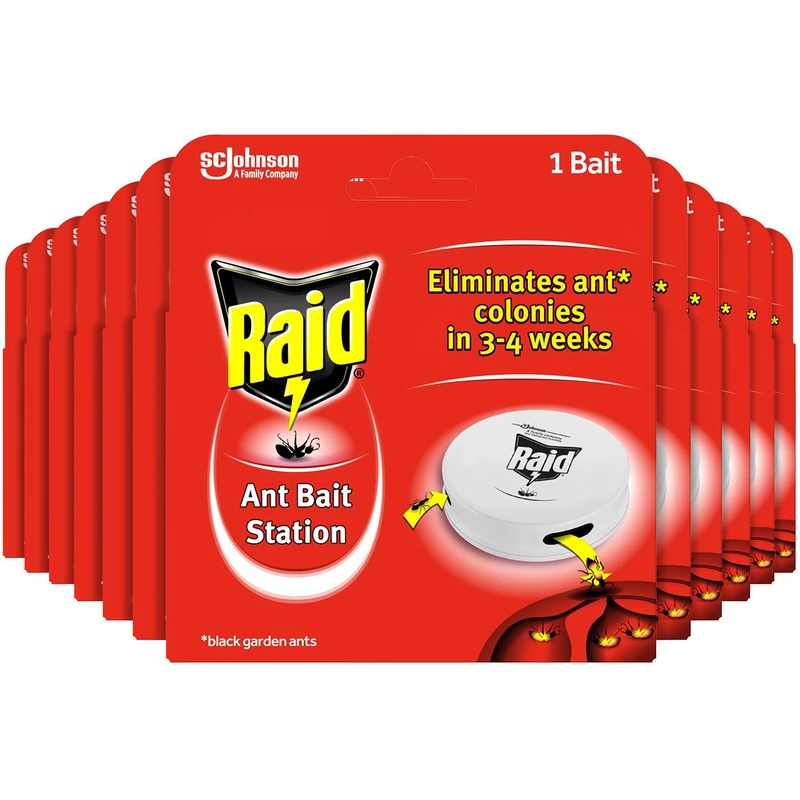 Raid Ant Bait Station, Long Lasting Ant Killer for Indoor and Outdoor Use, Destroys Nests, Pack of 12 - Image 1