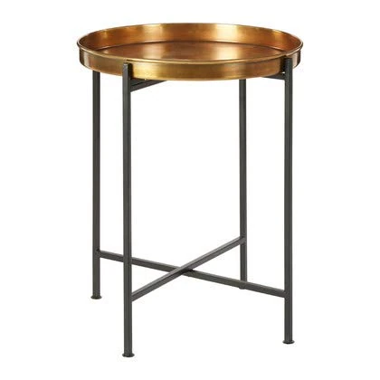 Premier Housewares Small Metal Side Table Rich Brass Tones Side Tables Living Room Small Black Table Metal Table Metal Legs W47 x D47 x H55cm
