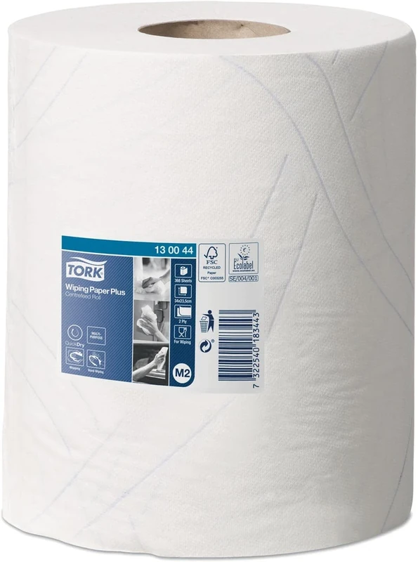 Tork 130044 Strong Multi-Purpose Paper Wipes Premium White 2-Ply 125 m Length - Image 1