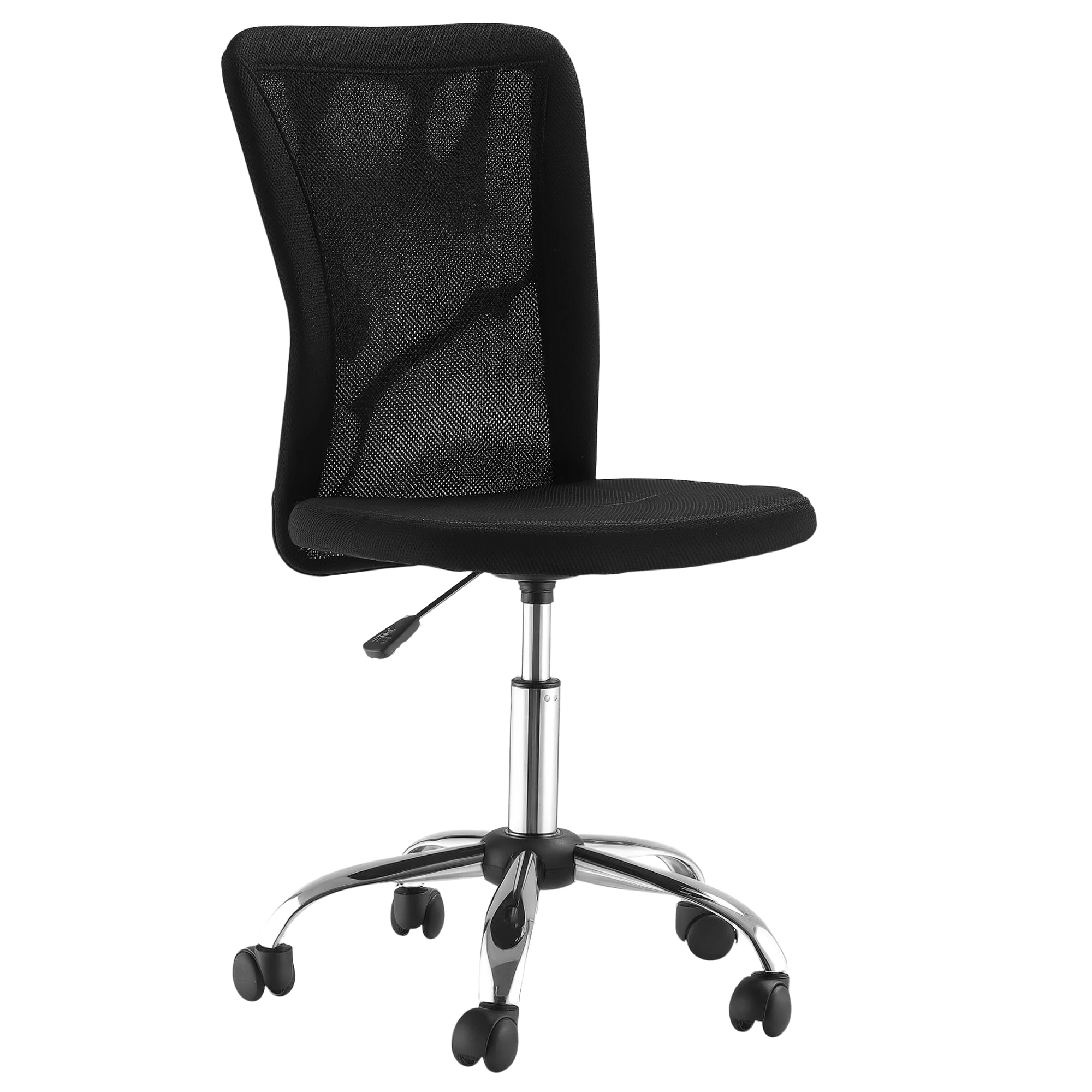 Vinsetto Office Chair, Armless Desk Chair, Adjustable Computer Swivel Chair with Rolling Wheels and Mesh Back for Home Work Study, Black