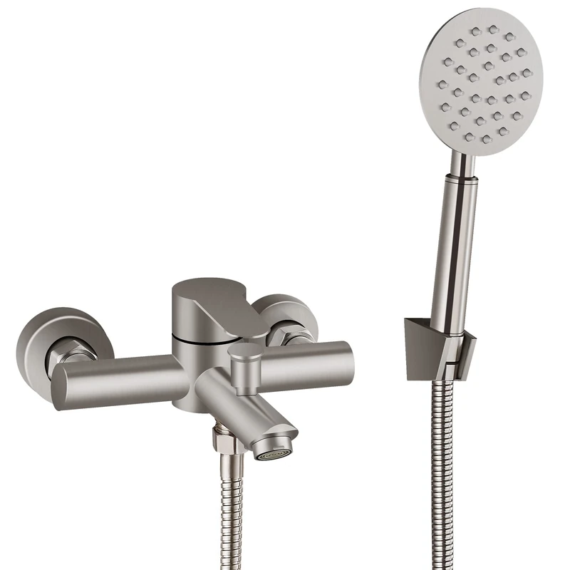 Aolemi Brushed Nickel Bathtub Faucet Wall Mount Only Tub Filler with Handheld Sprayer 6 Inch Centre Single Handle Shower Mixer Taps SUS304 Stainless Steel for Bathroom - Image 1