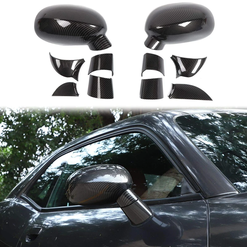 Voodonala for Challenger ABS Carbon Fiber Rearview Mirror Cover Decoration Trim for2009-2022 Dodge Challenger, 10pcs