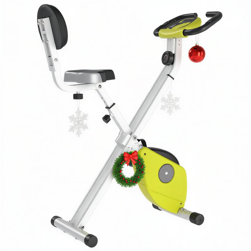 HOMCOM Folding Exercise Bike, Fitness Bicycle Indoor Trainer, 8-Level Magnetic Resistance Adjustable, with LCD Monitor, Pulse Sensor, Yellow