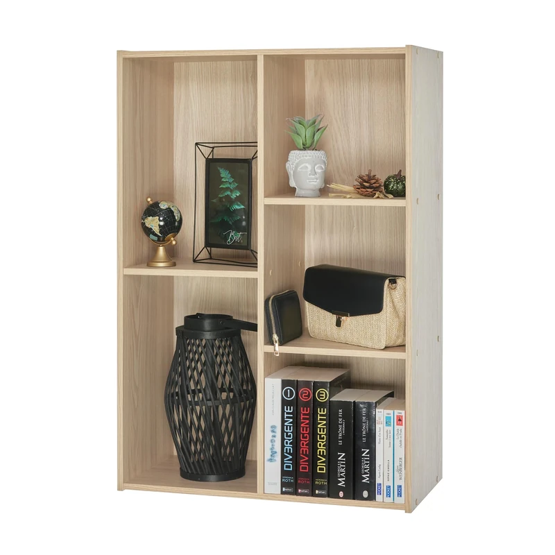 Iris Ohyama, Wooden Storage Shelf/Storage Cube/Bookcase/Storage Cabinet, Easy Assembly, 60cm wide, Design, Office, Living Room, Bedroom - Basic Storage Shelf - CX-23C - Light Brown, Medium