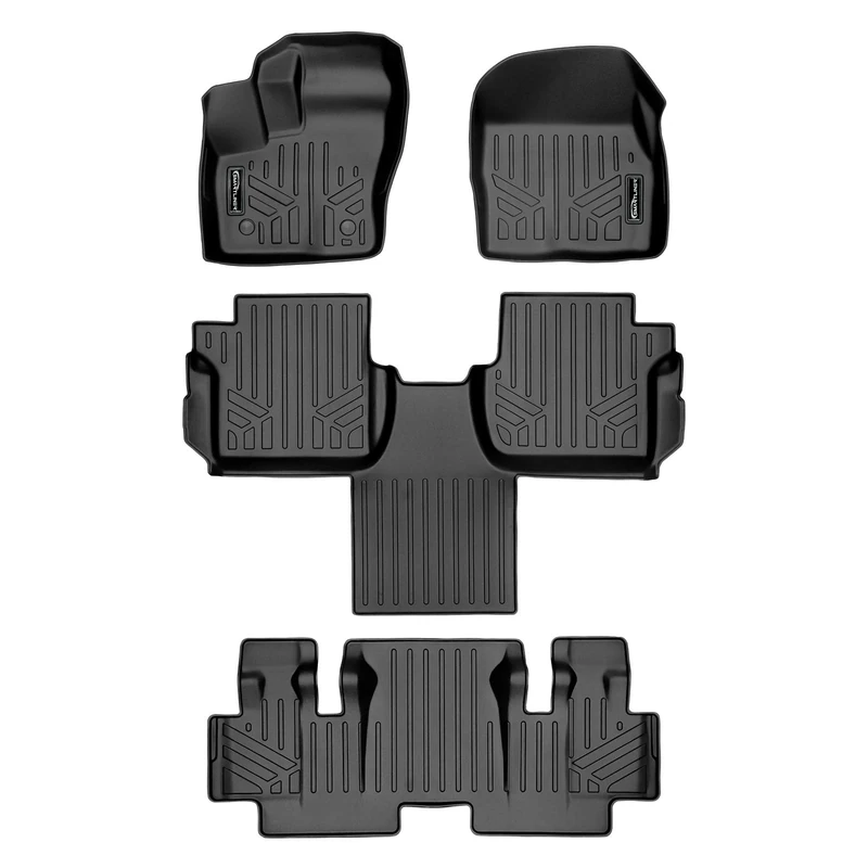 SMARTLINER 3 Row Floor Mat Liner Set for 2014-2020 Transit Connect 2nd Row Bucket Seats W/Carpet Flooring (Long Wheelbase)