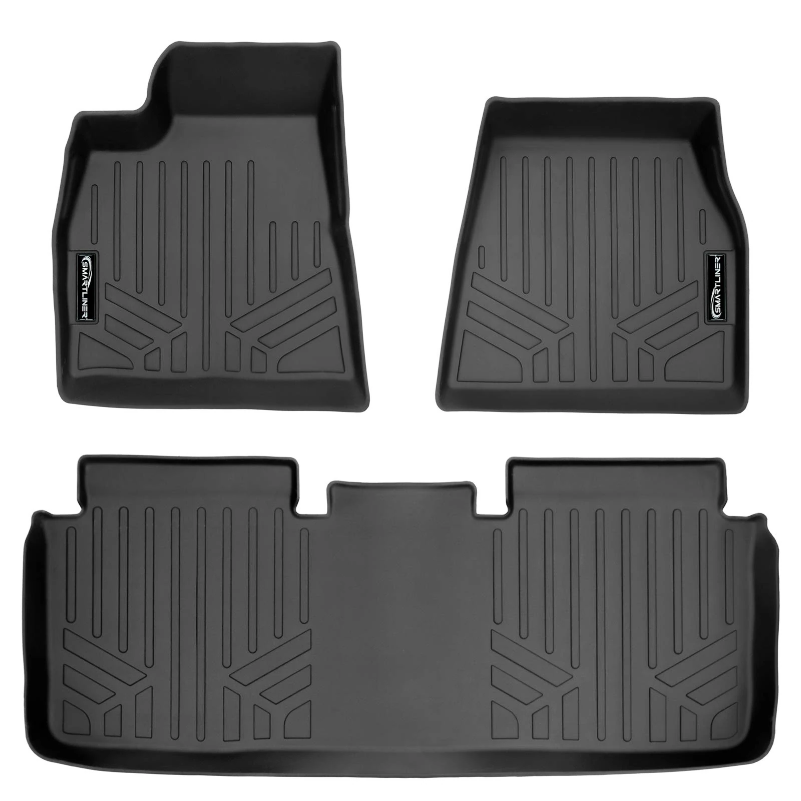 SMARTLINER Custom Fit Floor Mats 2 Row Liner Set Black for 2015-2019 Tesla Model S