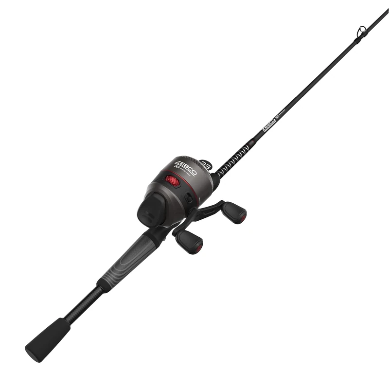 Zebco 33 Rhino Tough Spincast Reel and 2-Piece Fishing Rod Combo, 6.5-Foot Durable E-Glass Rod with ComfortGrip Handle, Quickset Anti-Reverse Fishing Reel with Bite Alert