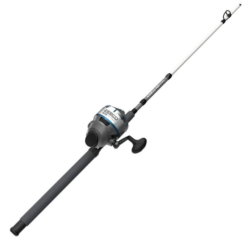 Zebco 808 Saltwater Spincast Reel and Fishing Rod Combo, 7'0" Durable Z-Glass Rod, Extended EVA Handle, Stainless Steel Reel Cover with ABS Insert, Pre-spooled with 20 lb. Cajun Line, Black