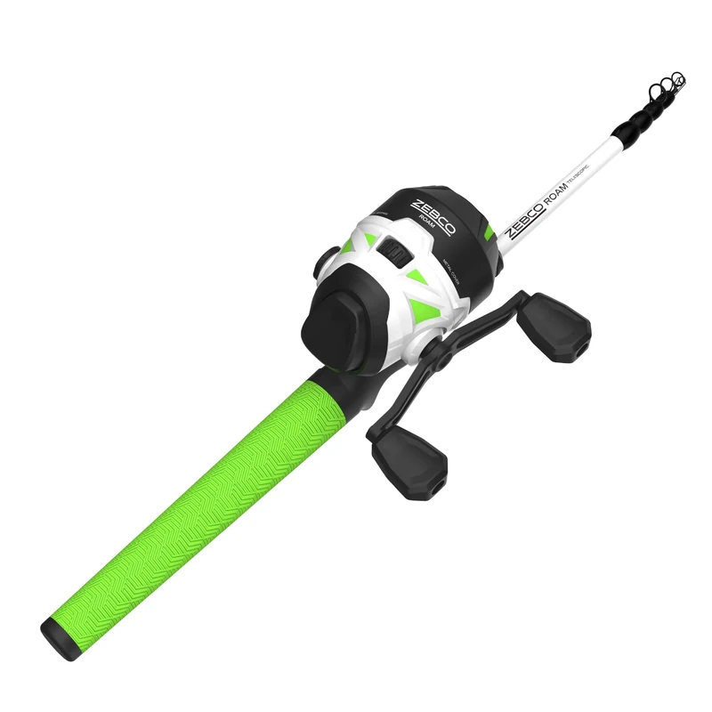 Zebco Roam Spincast Reel and Telescopic Fishing Rod Combo, Extendable 18.5-Inch to 6-Foot Telescopic Fishing Pole with ComfortGrip Handle, QuickSet Anti-Reverse Fishing Reel, Green