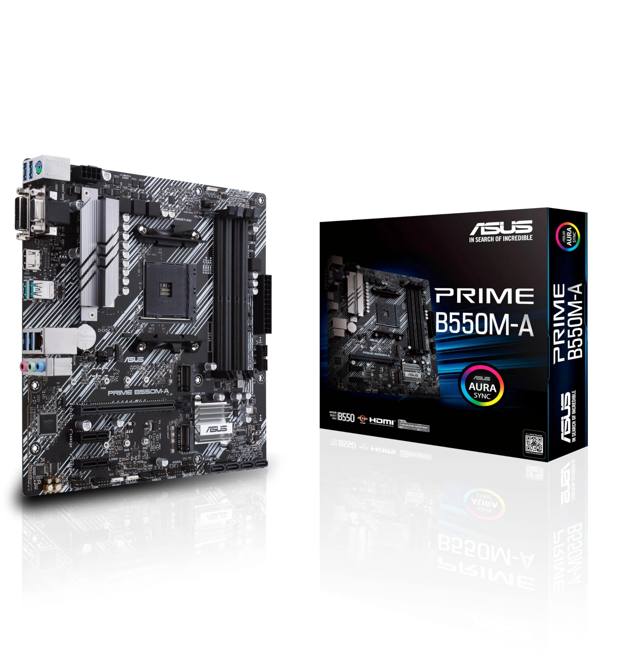 ASUS PRIME B550M-A, AMD AM4, MATX, 128GB DDR4, 4DIMM, D-SUB, DVI-D, HDMI, PCIE