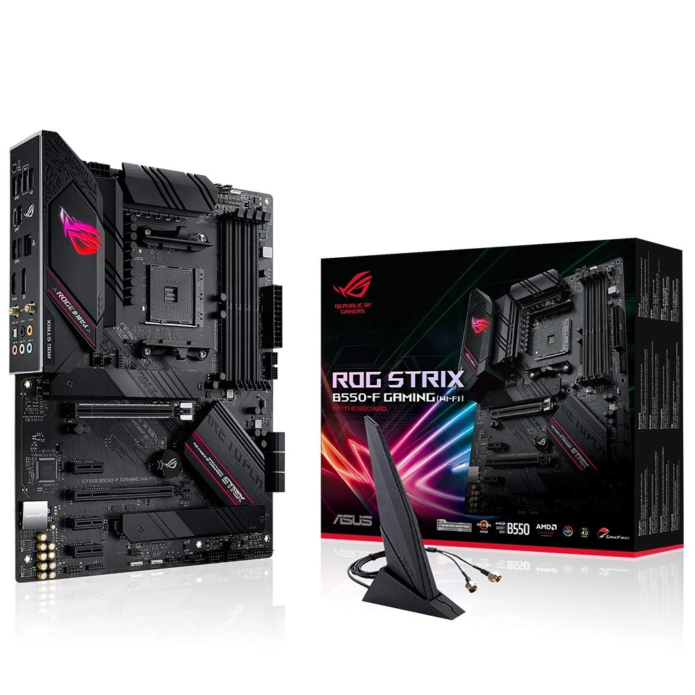 ASUS ROG STRIX B550-F GAMING (Wi-Fi) AMD Ryzen AM4 ATX motherboard (PCIe® 4.0, 14 power stages, WiFi 6, 2.5 Gb Ethernet, dual M.2, ASUS OptiMem II, AI Noise-Canceling MIC, USB 3.2 Gen 2 and Aura Sync)