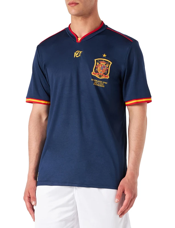 RFEF Spain 2010 World Cup Final Jersey Official Replica, Men's, Navy, Short Sleeve, Regular Fit, Large, Collector's Edition - Image 1