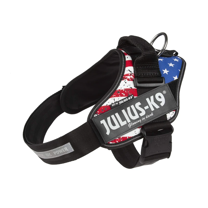 JULIUS-K9 IDC Powerharness, M, no pull dog harness, USA Flag