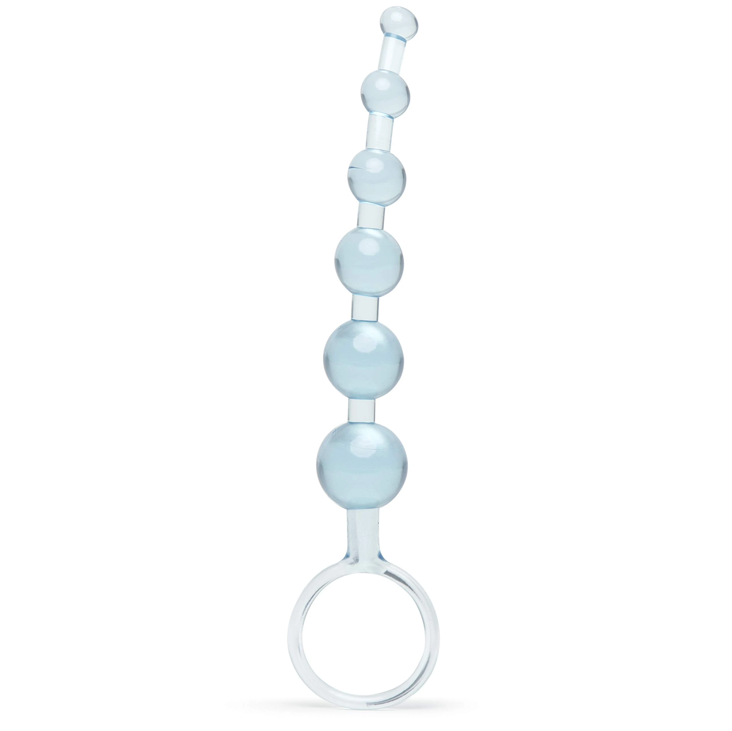 Lovehoney Blue Anal Beads with Finger Loop - Beginner Friendly - 6 inch