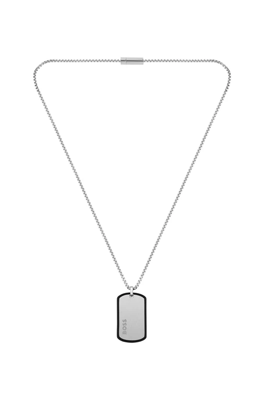 BOSS Jewelry Men's ID Collection Necklace in Stainless Steel with an Engraved Plaque - 1580050
