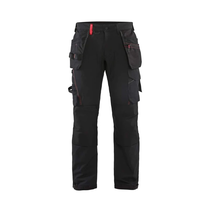 Blaklader 152216459956C50 4-Way Stretch Craftsman's Work Trousers, Black/Red, Size C50