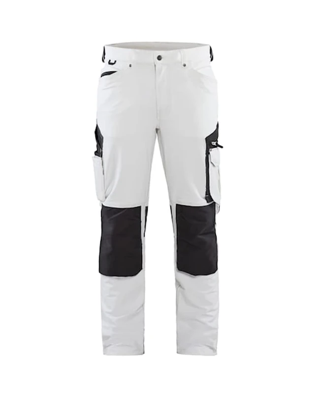 Blaklader 108916451098D108 4-Way Stretch Painter's Trousers, White/Dark Grey, Size D108