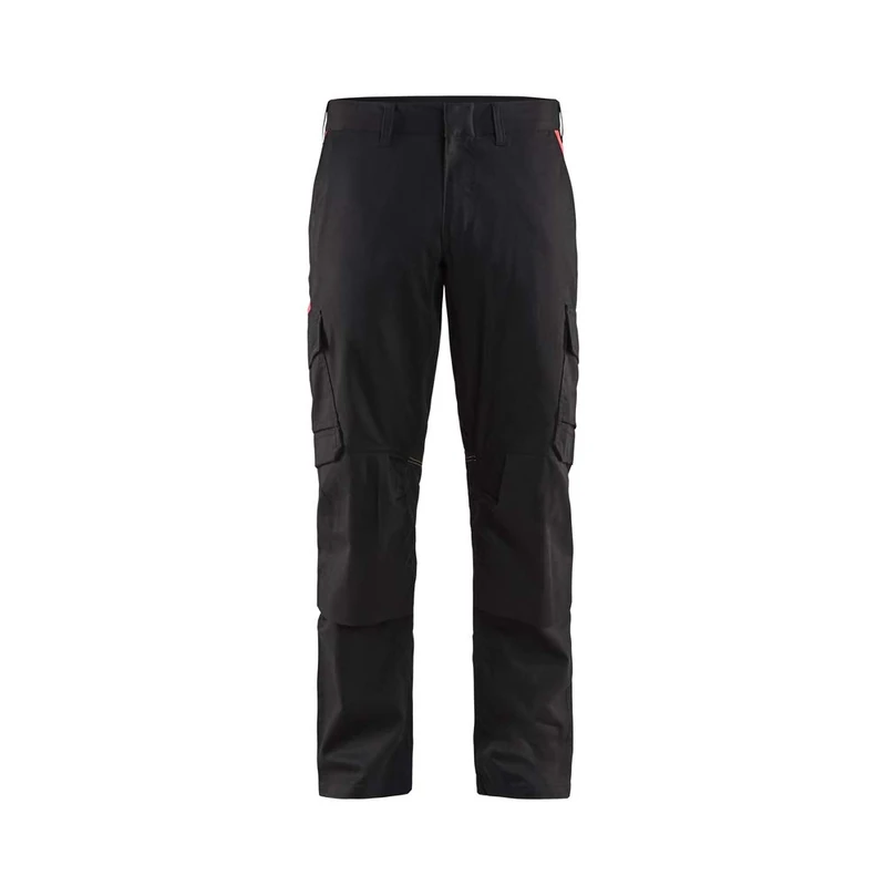 Blaklader 144818329956D108 Industrial Stretch Work Trousers with Knee Pad Pockets, Black/Red, Size D108