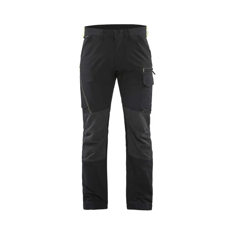 Blaklader 142216459933C54 4-Way Stretch Service Work Trousers, Black/Yellow, Size C54